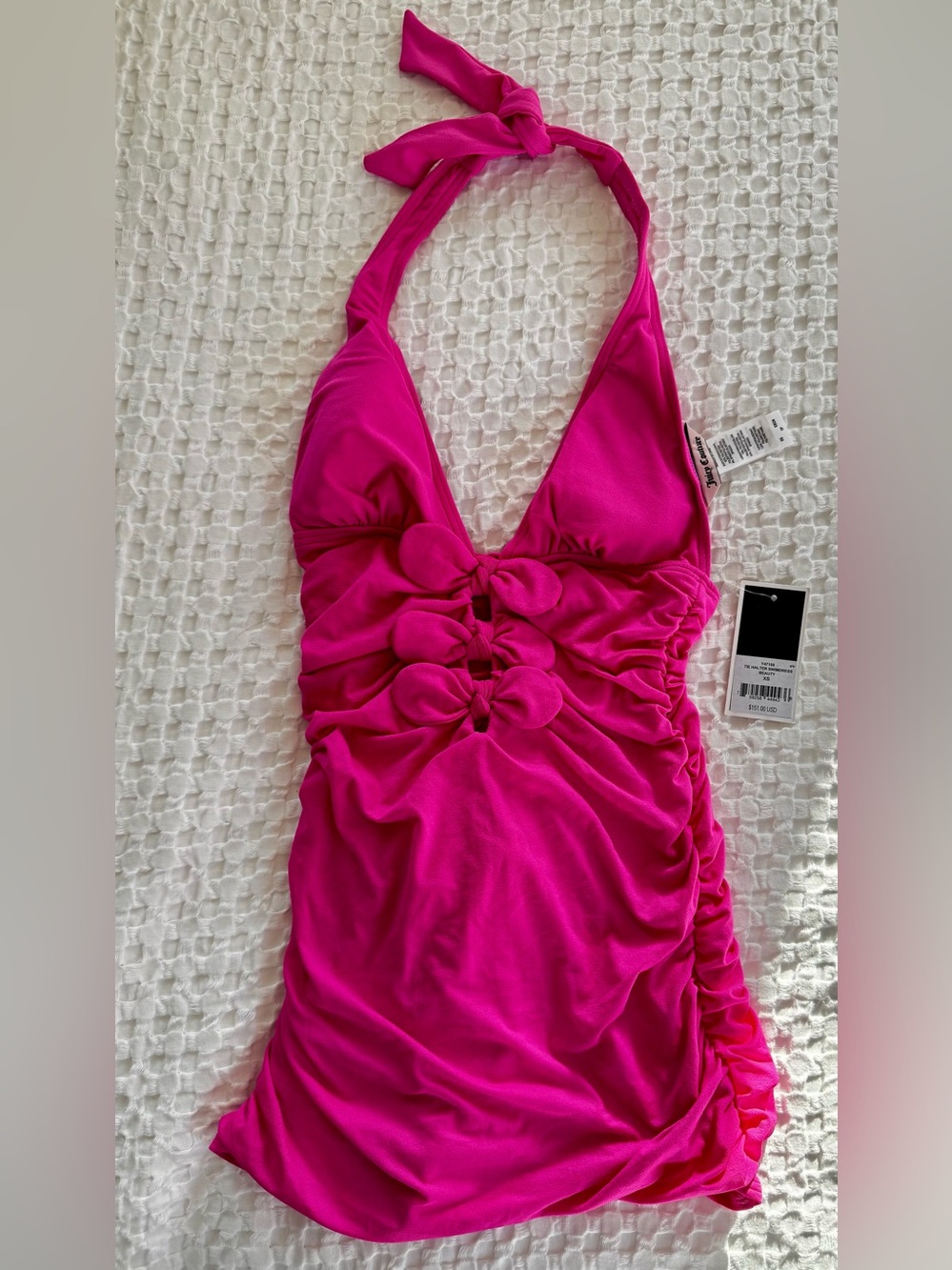 NWT Juicy Couture The Halter Swimdress Beauty sz XS pink One Piece Swimsuit